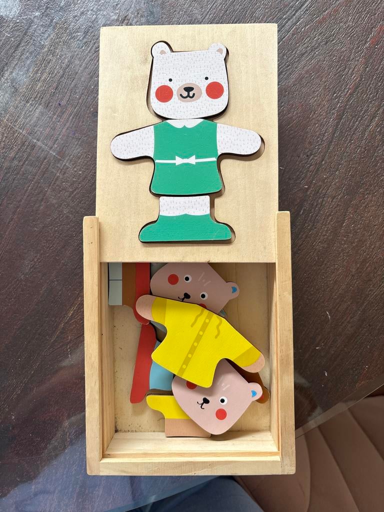 HEMA Houten berenpuzzel - Aankleedpuzzel, Ophalen of Verzenden, Zo goed als nieuw, Puzzelen