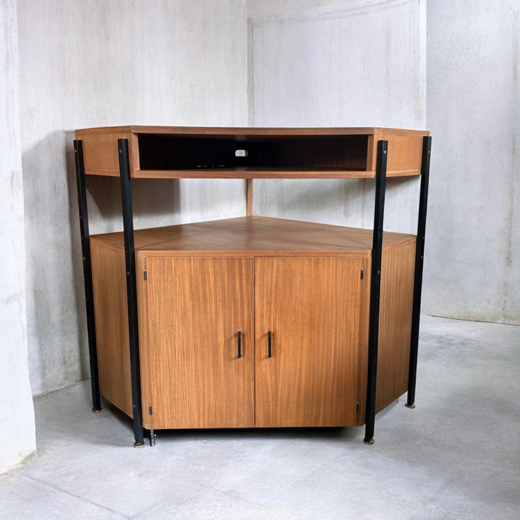 Midcentury Simpla-lux hoekkast, vintage tv-kast, Ophalen, Gebruikt, 100 tot 150 cm, Simpla-Lux