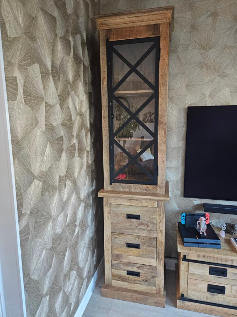 Buffetkast 55x220 Mangohout, Ophalen, Met deur(en), 200 cm of meer, Nieuw
