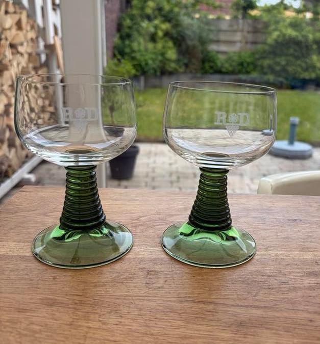 Twee vintage R&D roemer wijnglazen, Ophalen of Verzenden