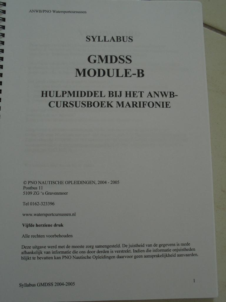 Syllabus GMDSS Module-B 2004/2005, Boeken, Studieboeken en Cursussen, Ophalen, Alpha, Zo goed als nieuw, Niet van toepassing