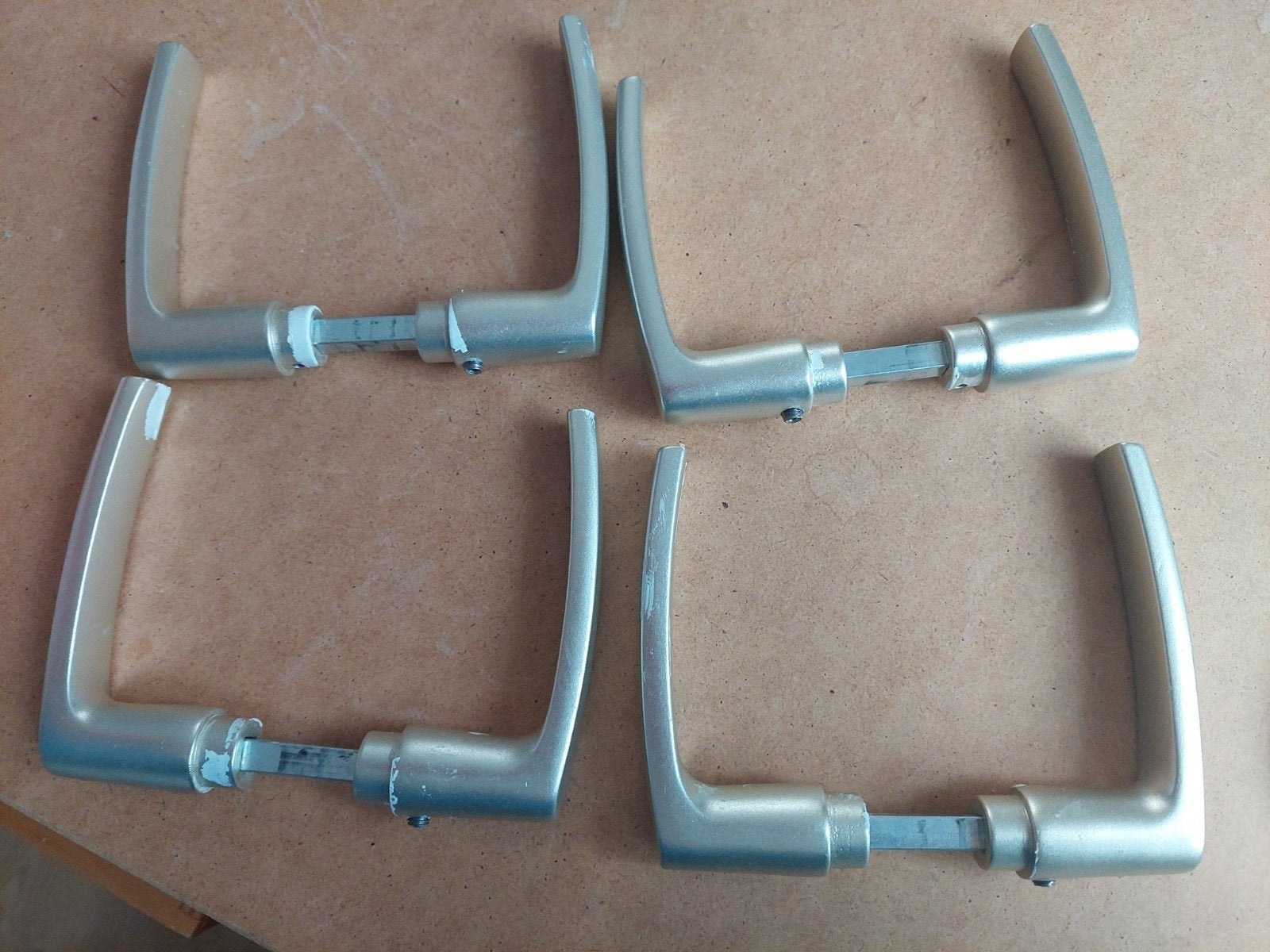 deurklink 4 stuks, Ophalen, Gebruikt, Koper of Messing, Klink of Kruk