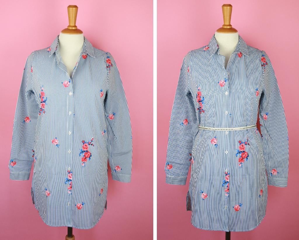 zgan Primark blousejurk blauw wit blouse jurk maat 158 (32), Meisje, Ophalen of Verzenden, Zo goed als nieuw, Jurk of Rok