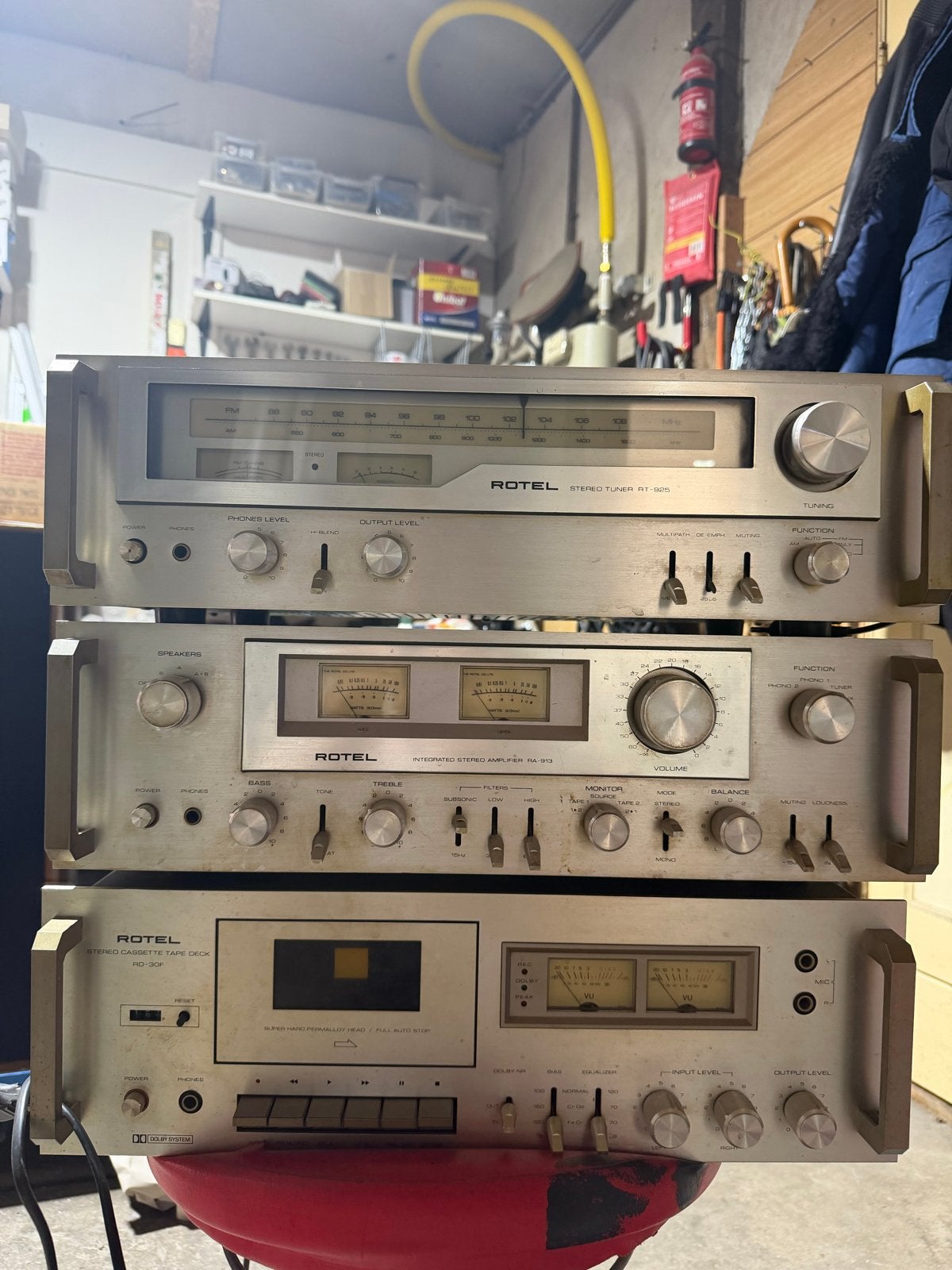 Rotel Vintage Hifi Set: RA-913, RT-925, RD-30F, Gebruikt, Cassettedeck, Losse componenten, Ophalen