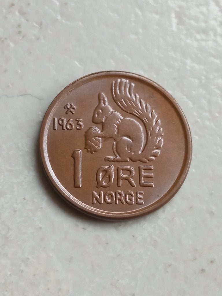 Noorwegen 1 ore 1963., Ophalen of Verzenden, Overige landen, Losse munt