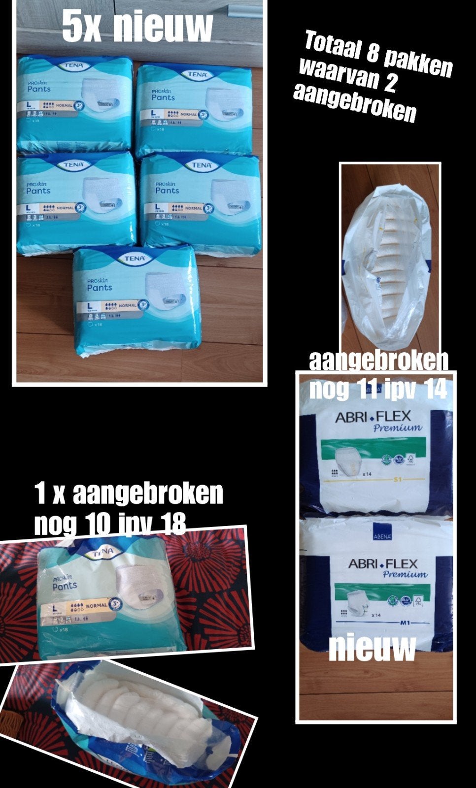 Tena en Abena incontinentiebroekjes maat L S en M, Diversen, Verpleegmiddelen, Ophalen, Nieuw
