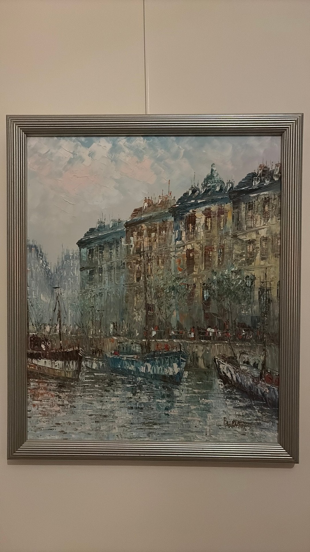 Gesigneerd olieverf doek burnett, Antiek en Kunst, Ophalen, Doek, Impressionistisch, Olieverf