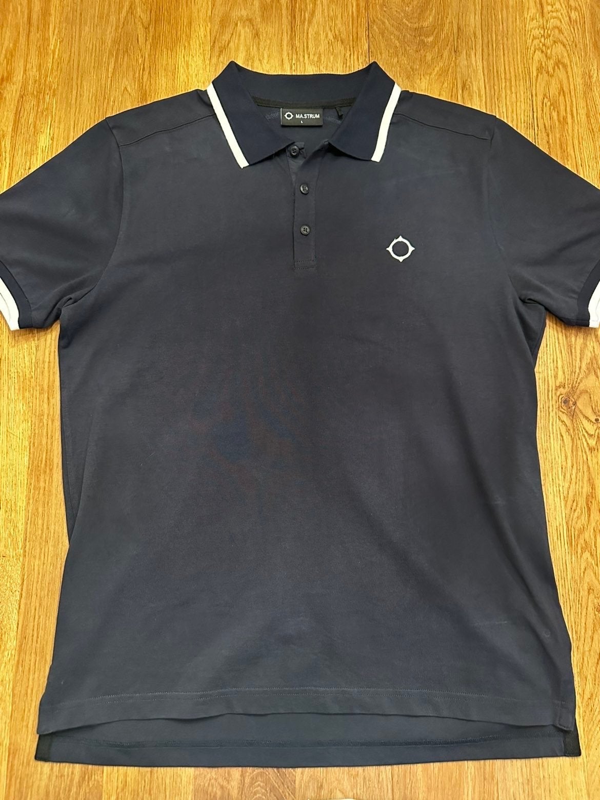 MA.STRUM Polo Shirt - Donkerblauw - Maat L, Ophalen of Verzenden, Zo goed als nieuw, Maat 52/54 (L), Blauw