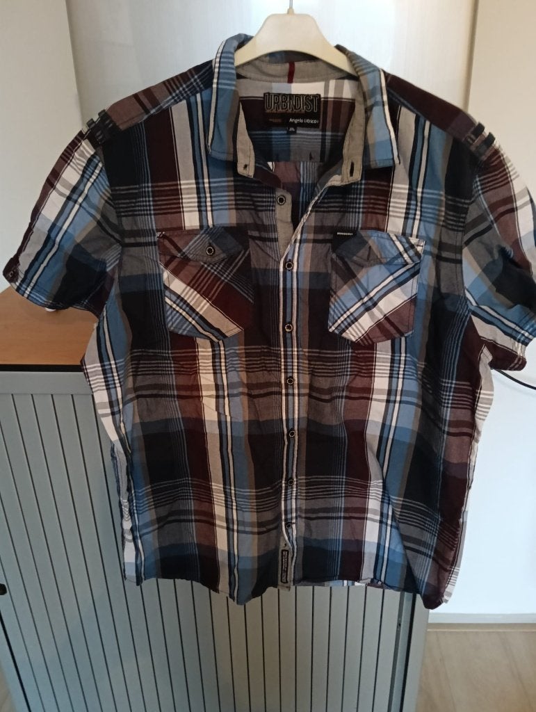 blouse heren XXL angelo litrico korte mouw, Angelo litrivo, Zo goed als nieuw, Overige halswijdtes, Meerkleurig