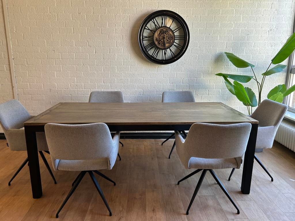 Mooie Grote Industriële Eettafel 220x100x78 cm, 100 tot 150 cm, Luxe, 200 cm of meer, Ophalen of Verzenden