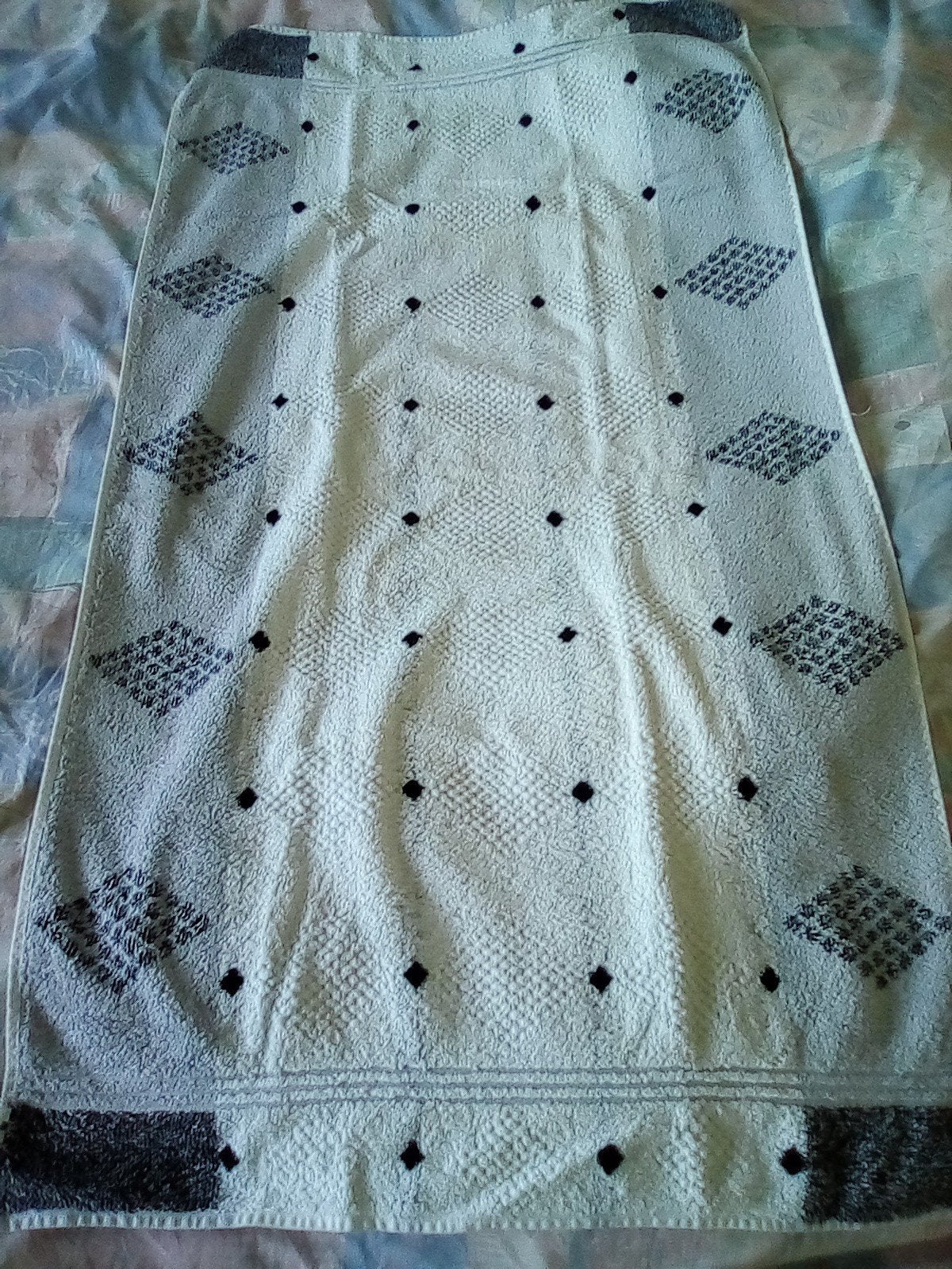 Badlaken Cawo wit met grijs en zwart, Meerkleurig, Overige merken, Handdoek, Ophalen of Verzenden
