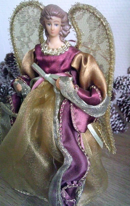 Vintage  elegante engel kerstboompiek ophang engeltje, Ophalen of Verzenden, Gebruikt
