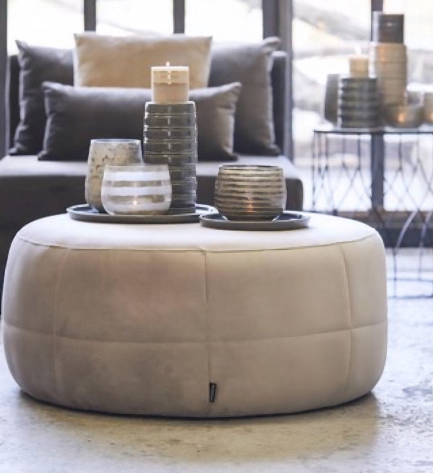 Riverdale xl Poef - Rond, Beige/Taupe, Ophalen, Modern, Comfortabel, Gebruikt, Rond