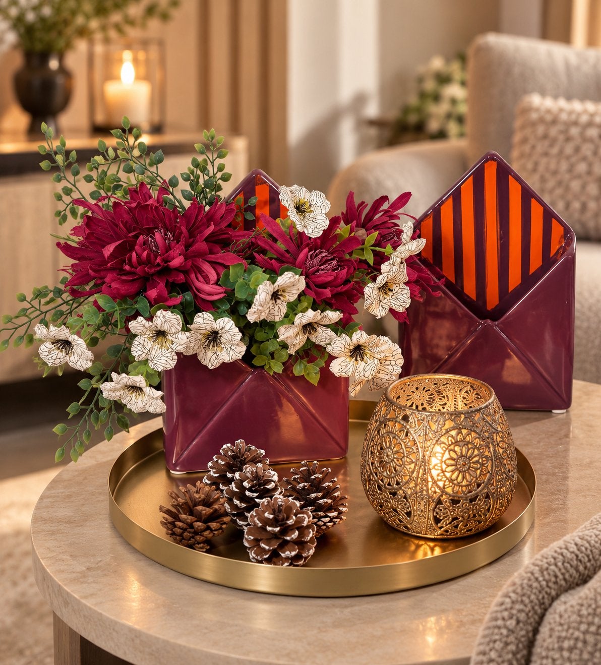 Burgundy Tafeldecoratie Set | Compleet | Envelop vaas
