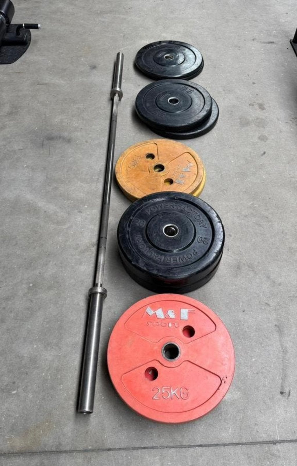 150kg Gewichten + Olympische Barbell 220cm, Sport en Fitness, Fitnessmaterialen, Ophalen, Gebruikt, Overige typen