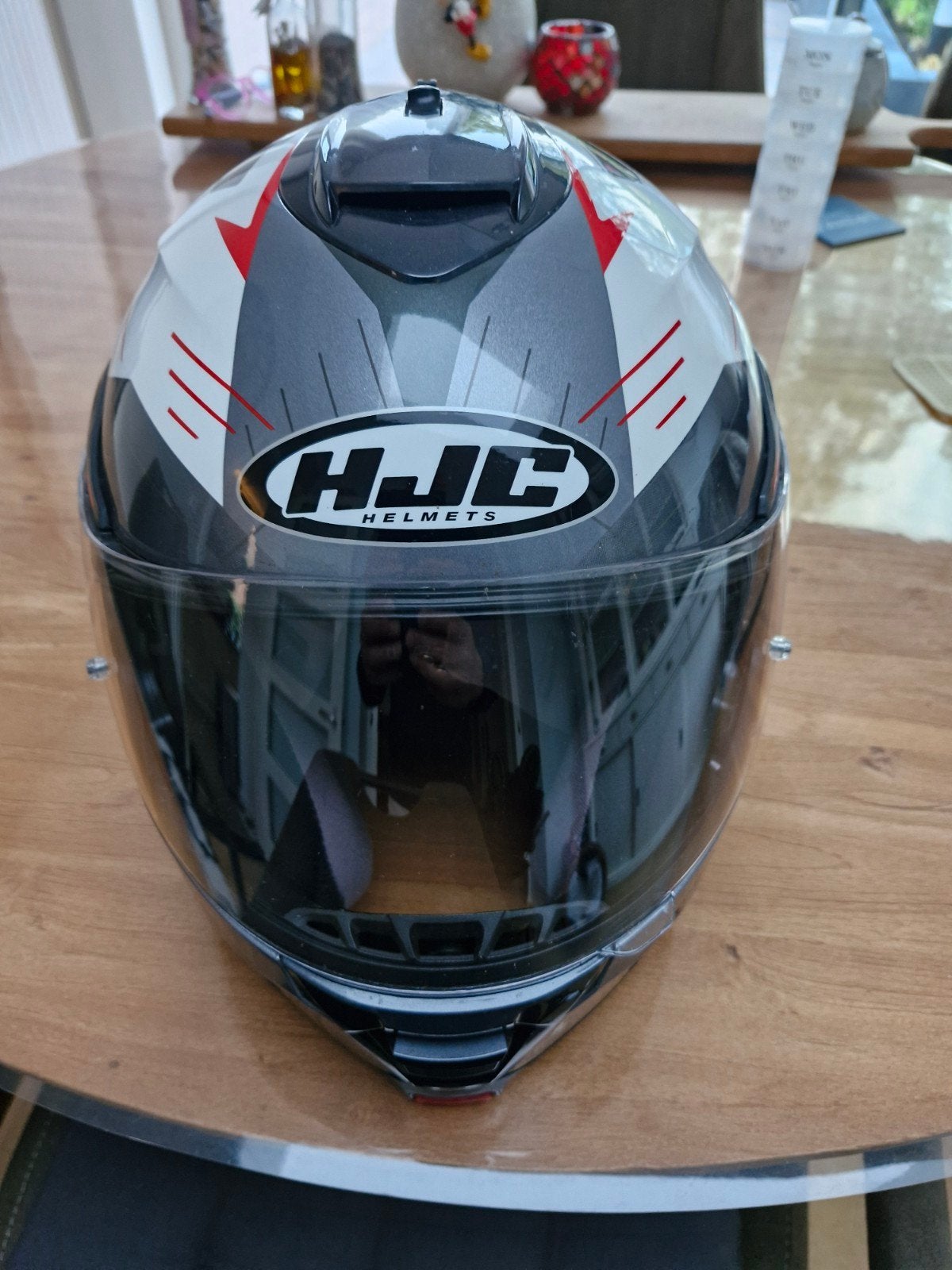 HJC systeemhelm maat L met sena communicatie systeem, Motoren, Ophalen