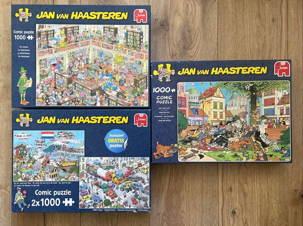 Jan van Haasteren Puzzels - 3x 1000 stukjes, Hobby en Vrije tijd, Denksport en Puzzels, Ophalen of Verzenden, 500 t/m 1500 stukjes