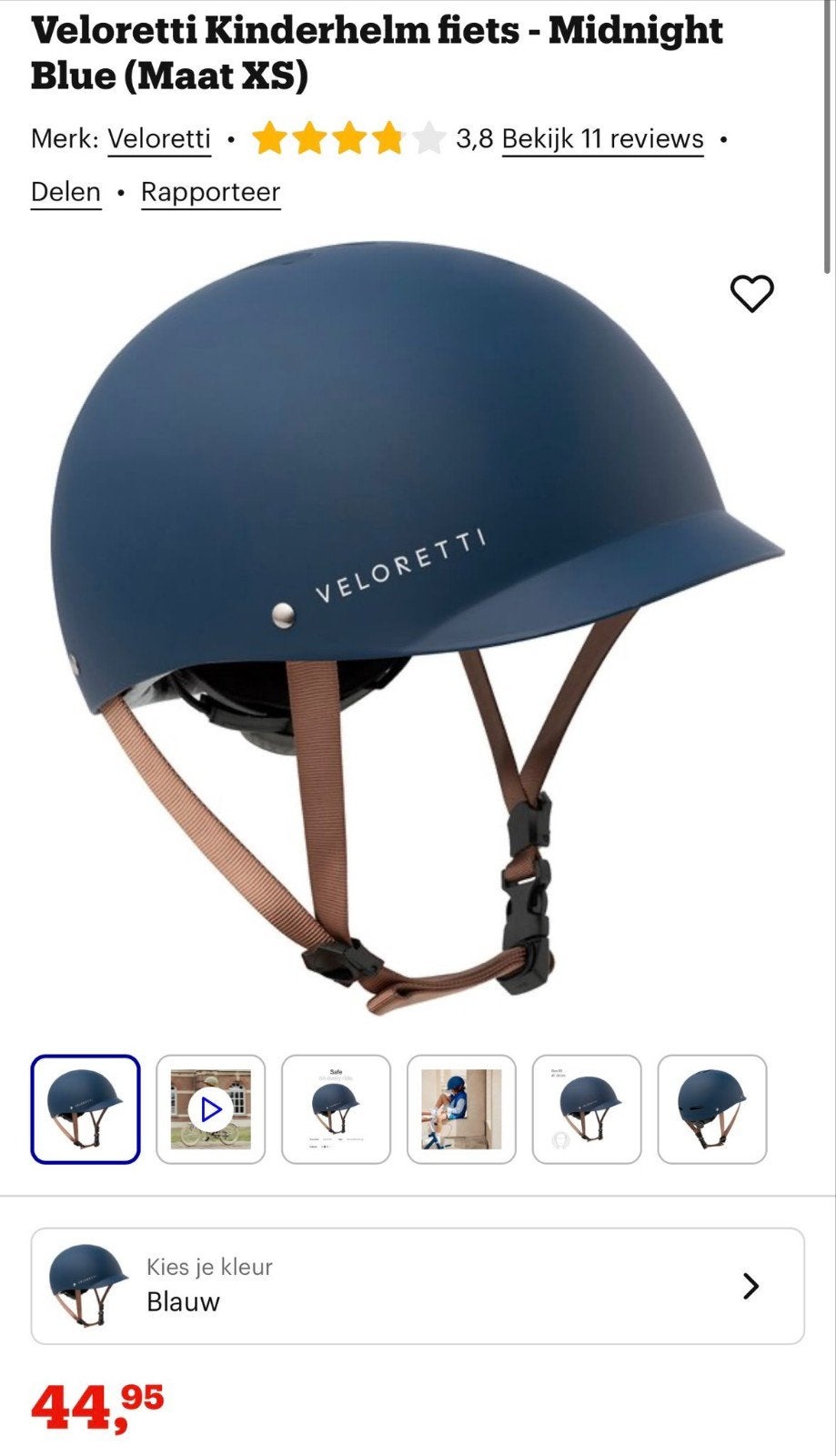 Veloretti Kinderhelm fiets - Midnight Blue (Maat XS), S, Jongen of Meisje, Veloretti, Ophalen of Verzenden