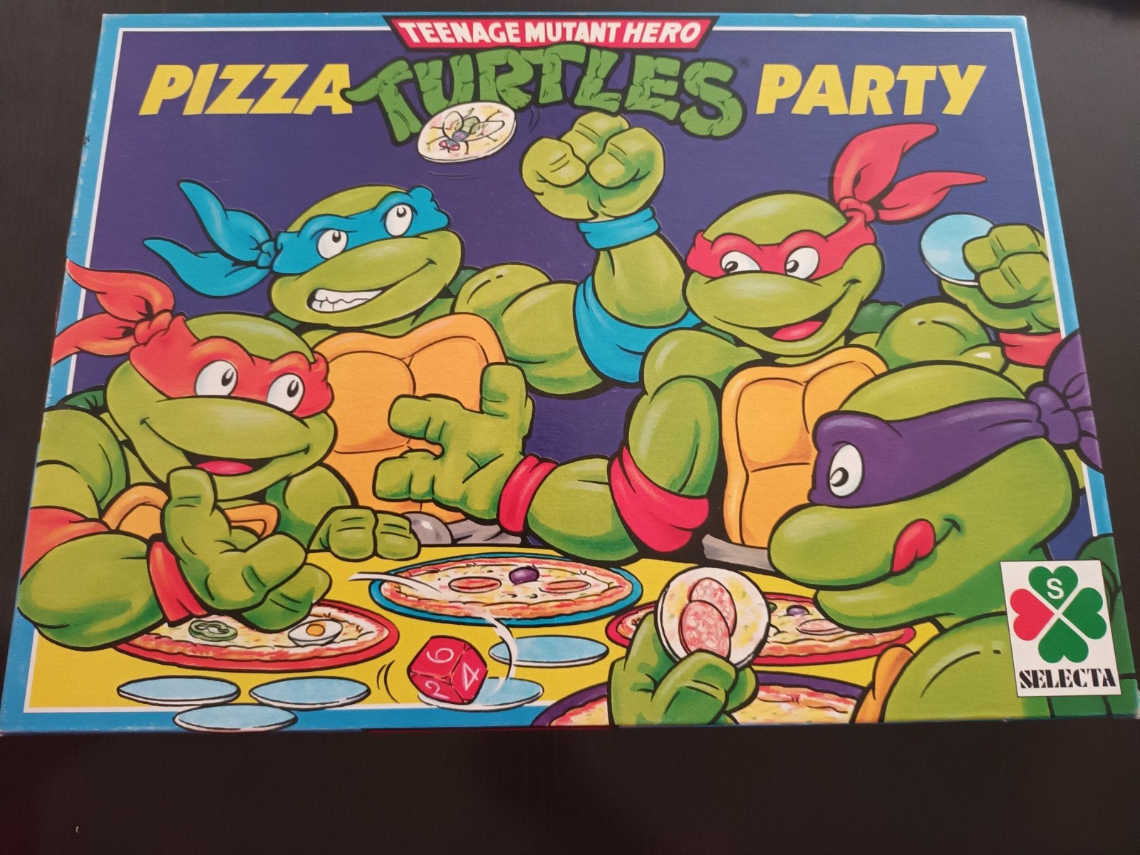 Vintage TMNT: Pizza Party Bordspel 1990 100% Compleet, Drie of vier spelers, Ophalen of Verzenden, Zo goed als nieuw, Selecta