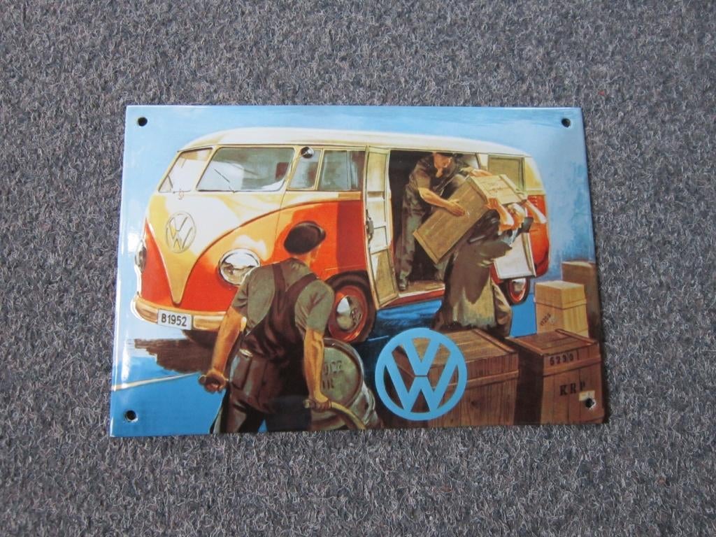 VOLKSWAGEN EMAILLE RECLAMEBORD, Ophalen, Zo goed als nieuw, Reclamebord