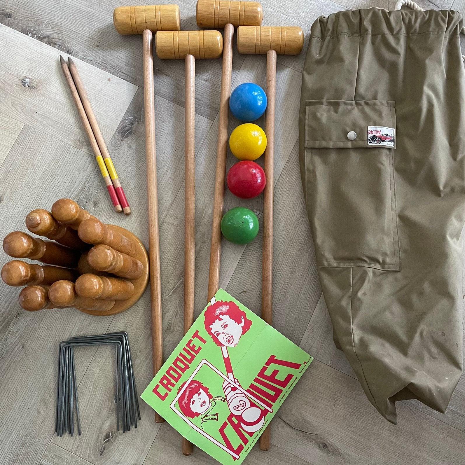 Vintage croquet set hout, Ophalen