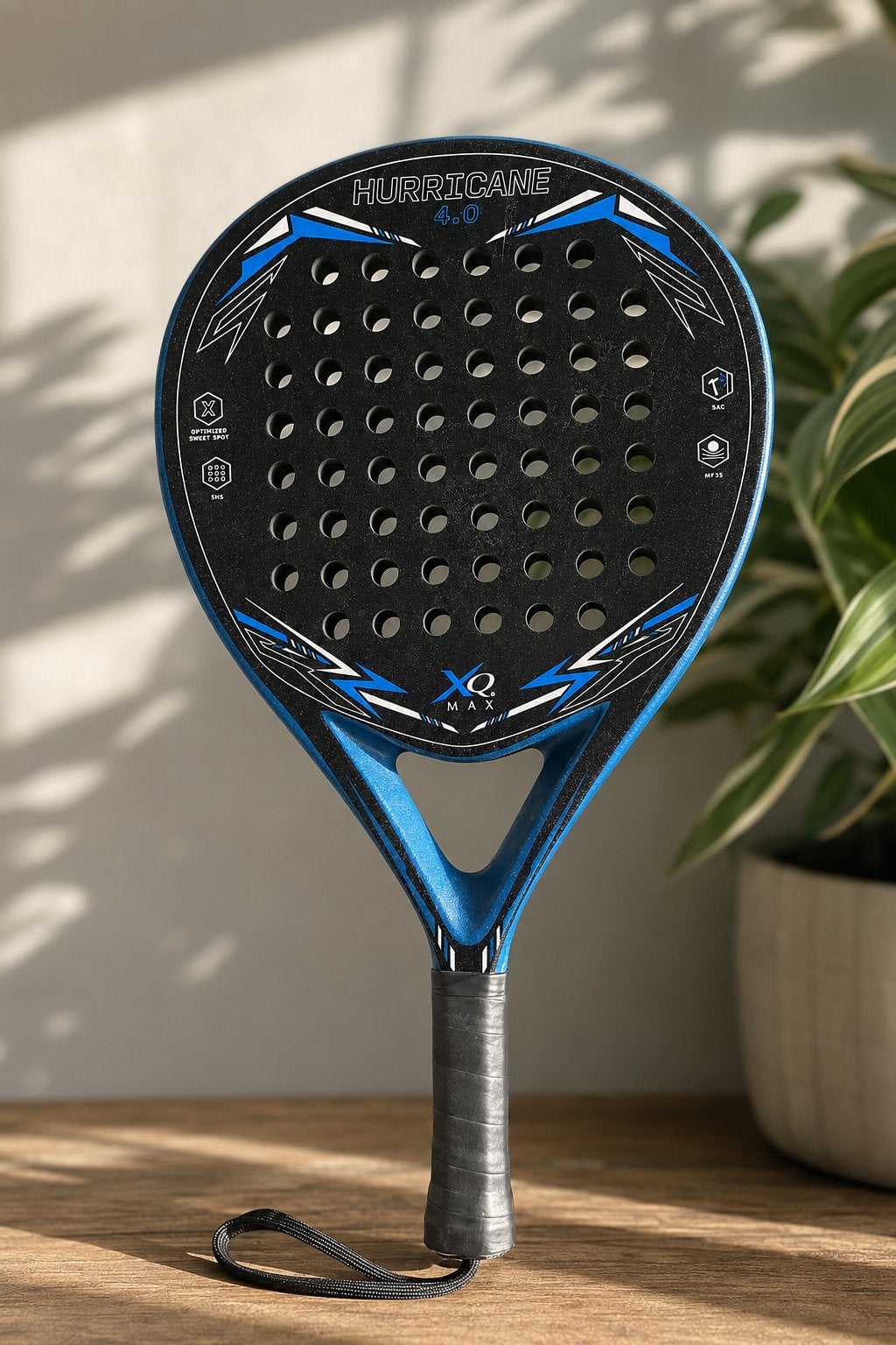 XQ MAX Hurricane 4.0 padelracket - zwart/blauw, Ophalen of Verzenden, Zo goed als nieuw, Padelracket