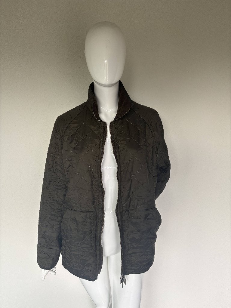 AUTHENTIEKE BARBOUR JAS KHAKI POLAR QUILTED JAS HEREN L, Maat 52/54 (L), Barbour, Ophalen of Verzenden, Zo goed als nieuw