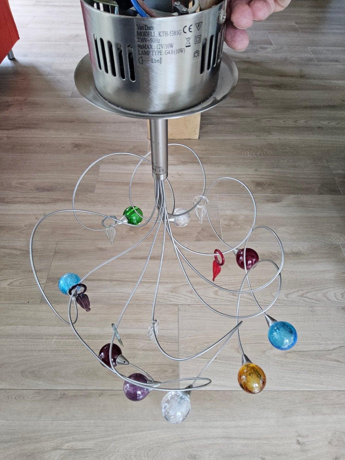 Van Dam Plafondlamp met Gekleurde Glazen Bollen, Gebruikt, Modern, Speels, Ophalen of Verzenden, Glas