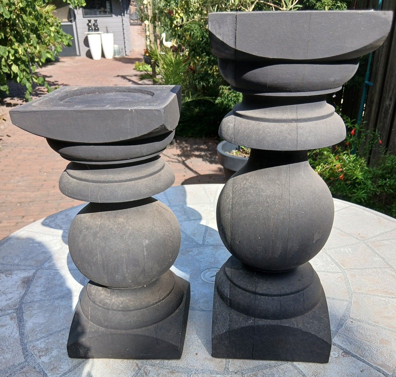 2 houten balusters, Huis en Inrichting, Woonaccessoires | Zuilen en Pilaren, Ophalen, Zo goed als nieuw