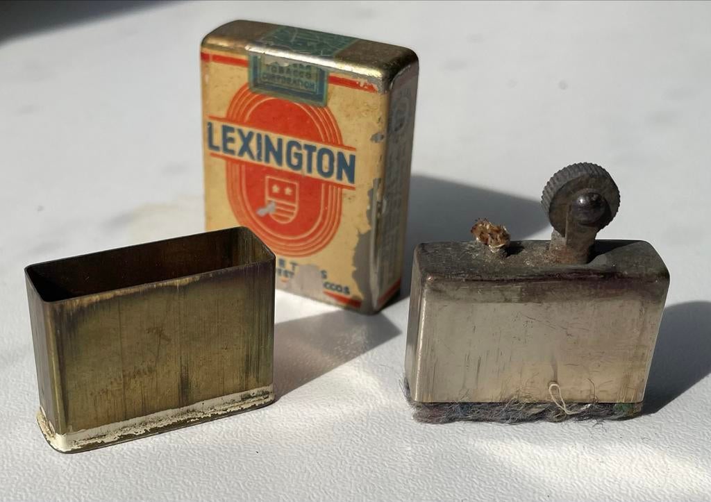 Antieke Lexington Miniatuur Vuursteen/Benzine Aansteker, Ophalen, Gebruikt, Aansteker