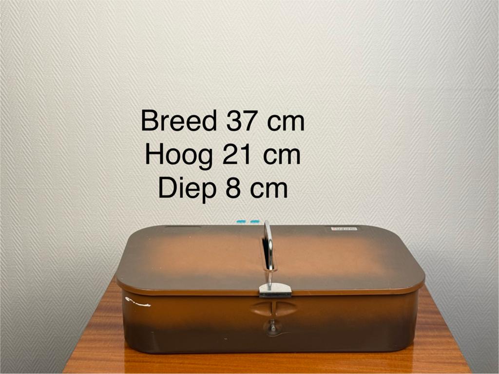 Vintage Brabantia schoenpoetsdoos - Bruin metaal, Ophalen of Verzenden