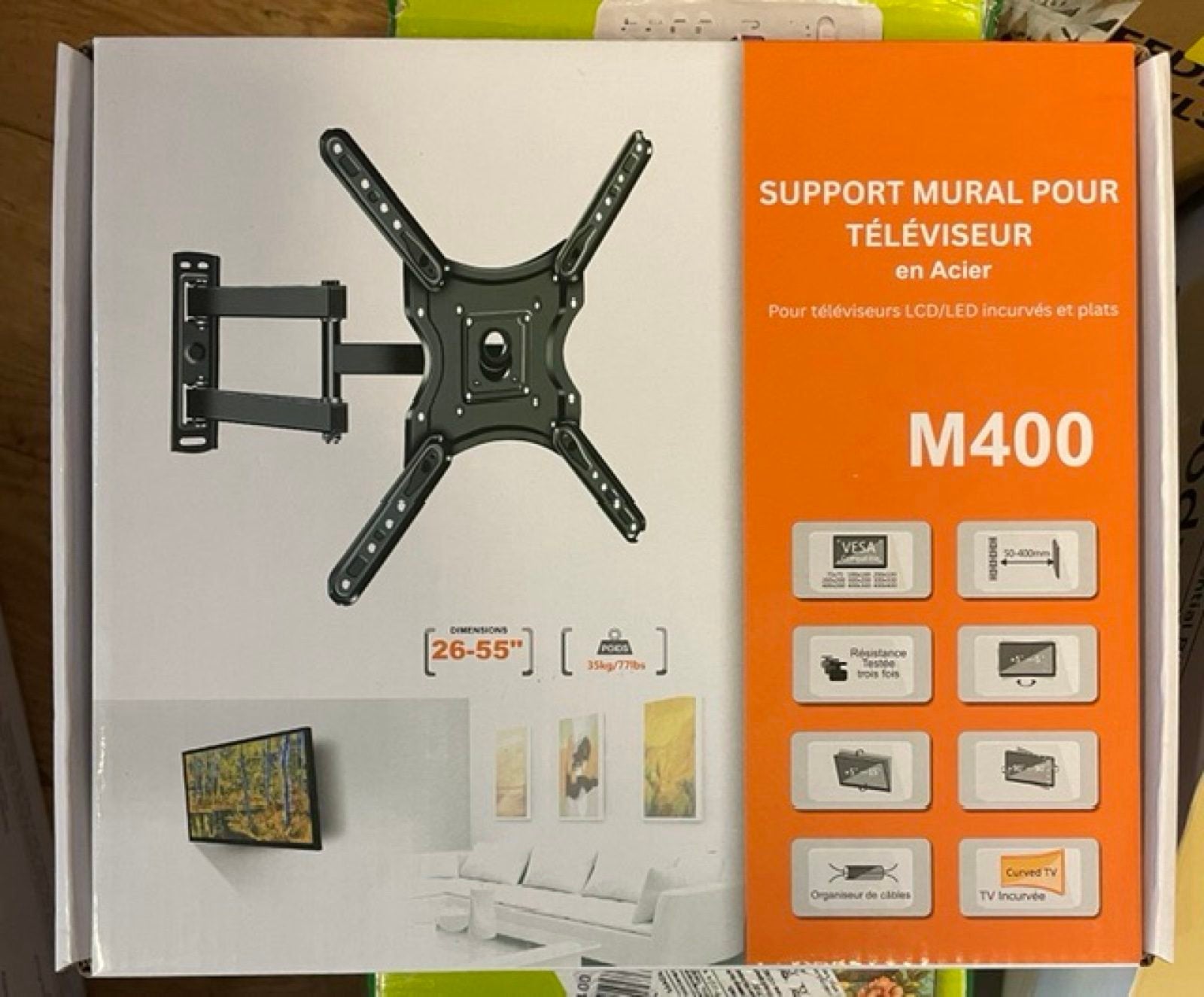 M400 Black Steel TV Wall Mount Bracket 26-55 Inch, Onbekend, Nieuw, Ophalen of Verzenden, Onbekend