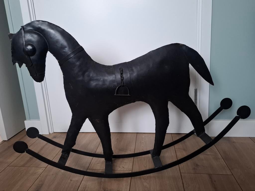 Sier hobbelpaard van metaal - Decoratief object, Ophalen of Verzenden