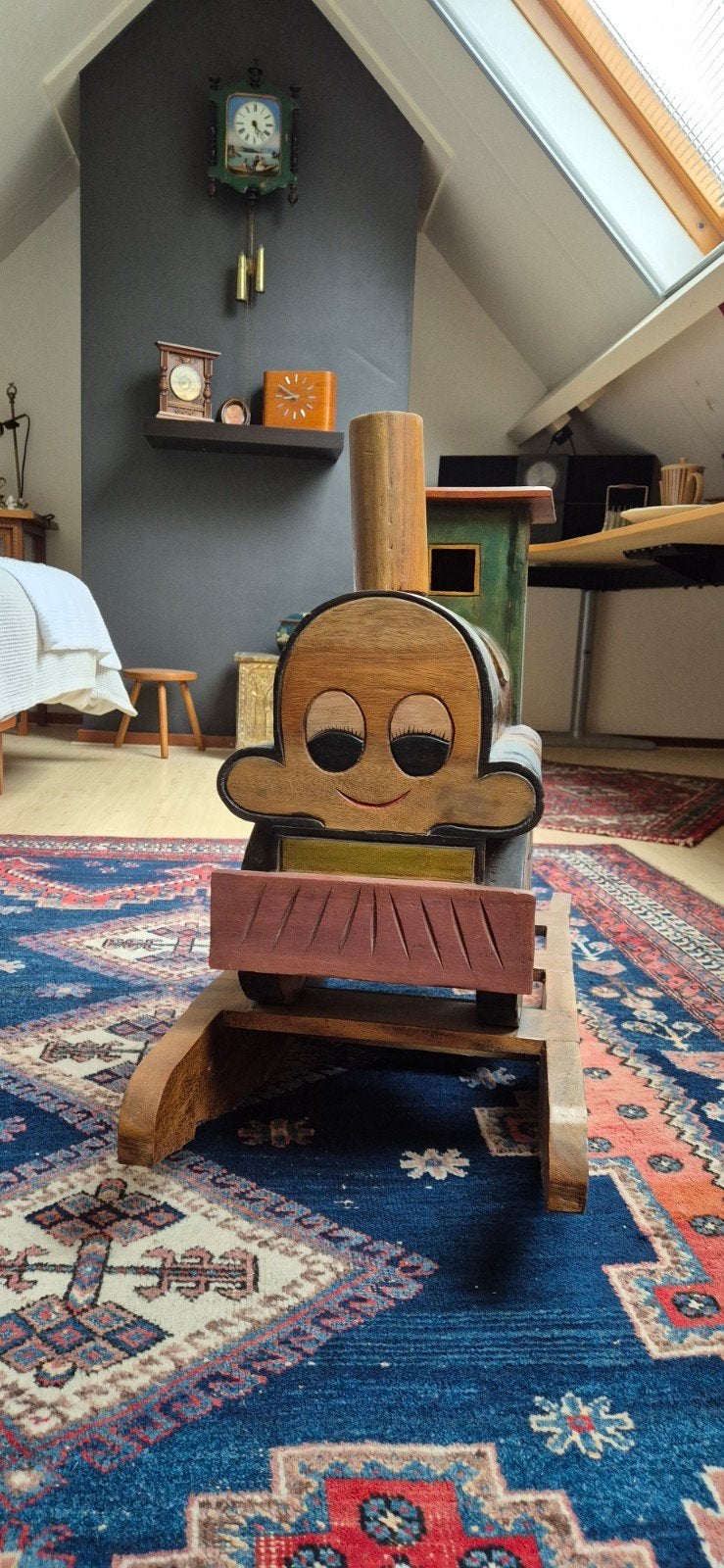 Hobbeltrein massief eiken UNIEK, Huis en Inrichting, Ophalen, Meerkleurig, Zo goed als nieuw, Vintage