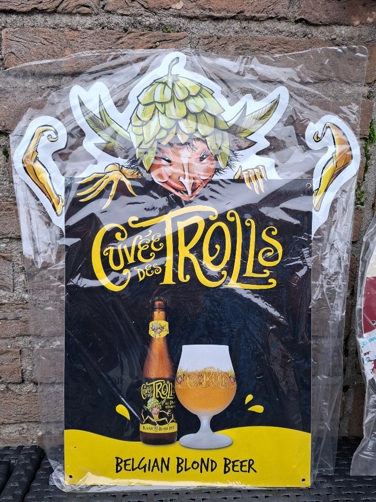 Metalen Reclamebord Cuvée des Trolls (nieuw), Ophalen of Verzenden, Nieuw, Reclamebord, Plaat of Schild, Overige merken