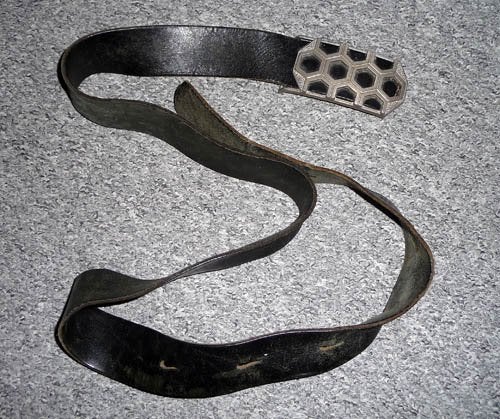 Vintage buckle riem honingraad, Ophalen of Verzenden, Gedragen