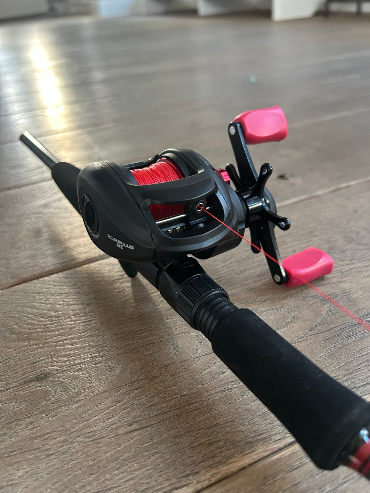 Reel vishengel, Ophalen, Gebruikt, Werphengel