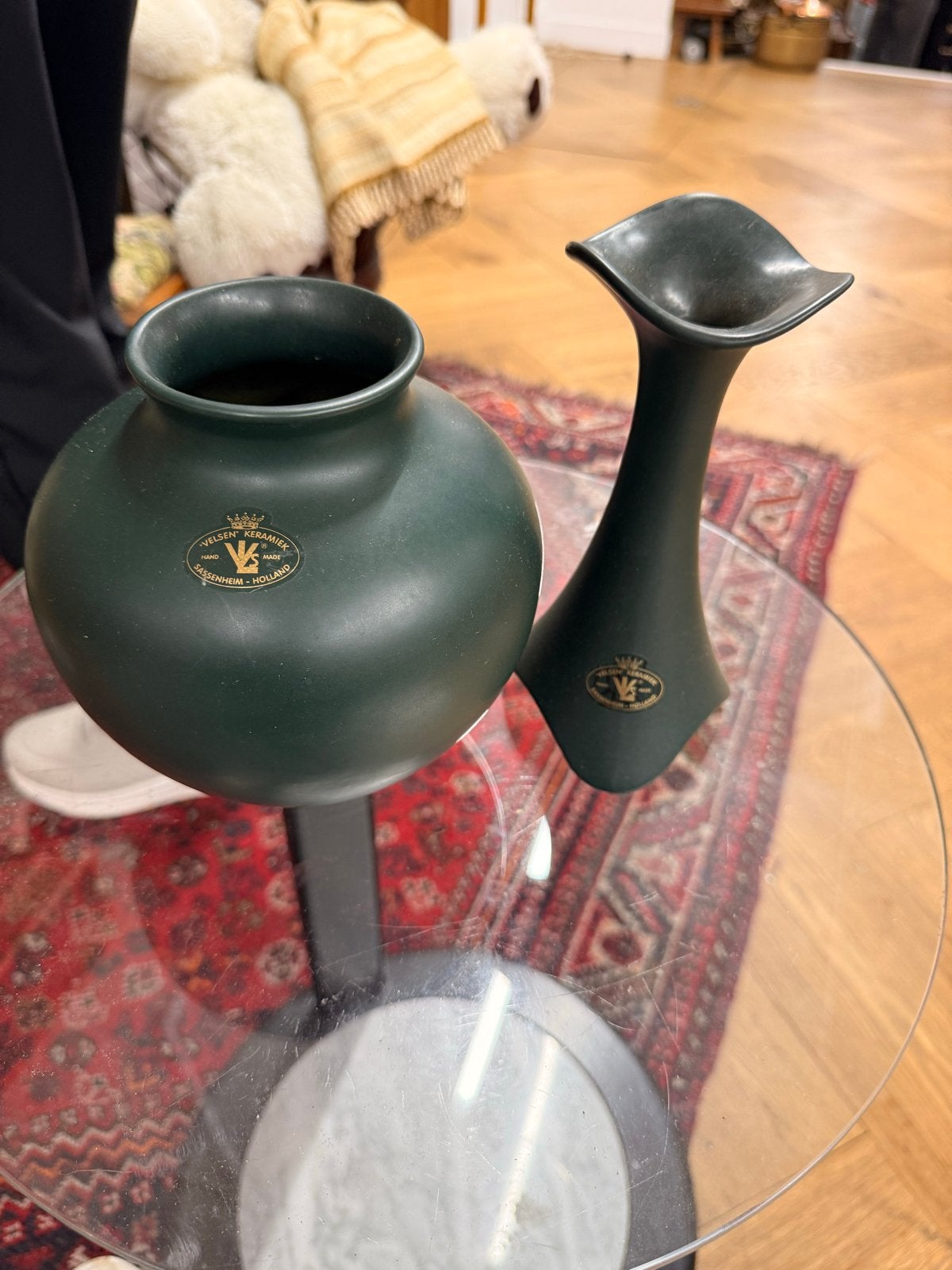 Velsen Keramiek Vazen - Donkergroen (Set van 2), Ophalen