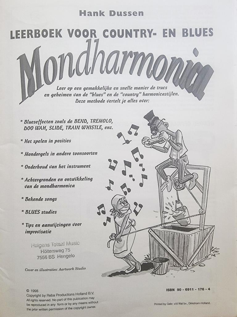 Leerboek voor Country- en Blues Mondharmonica, Mondharmonica, Les of Cursus, Ophalen of Verzenden, Zo goed als nieuw