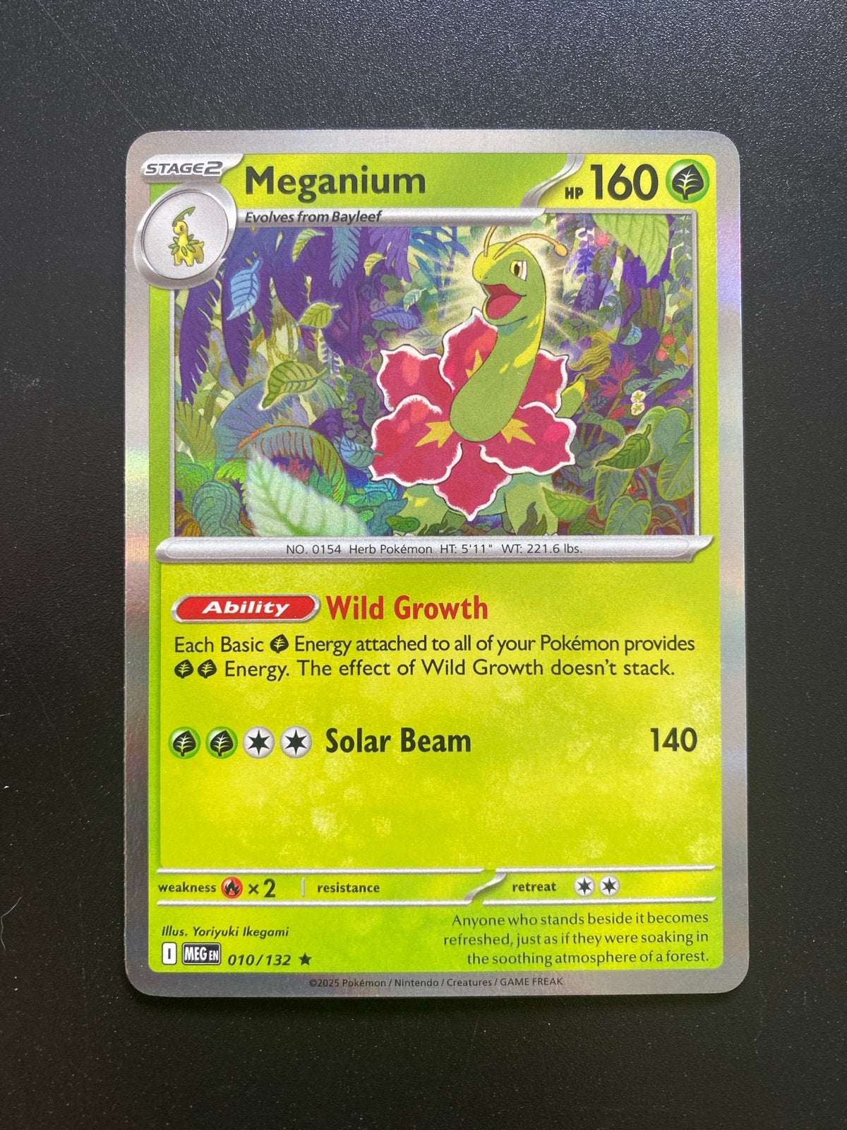 Meganium 010/132 Holo Pokémon Mega Evolution, Ophalen of Verzenden, Zo goed als nieuw, Losse kaart, Foil