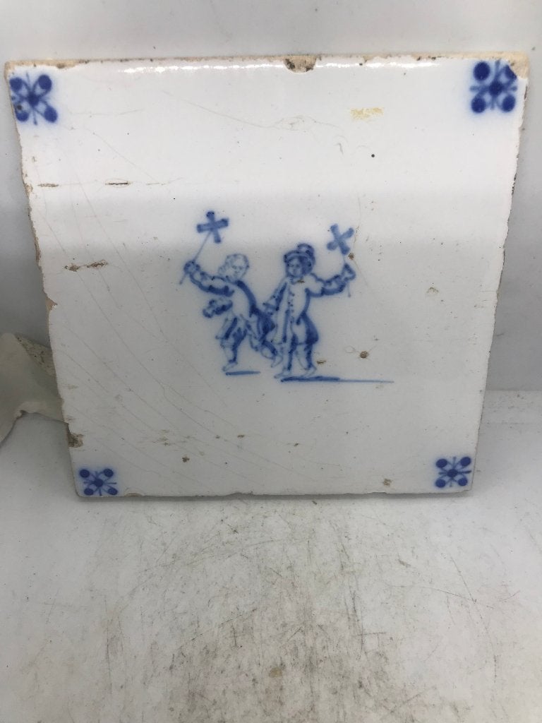 antiek tegel kinderspelen molentje, Antiek en Kunst, Ophalen of Verzenden