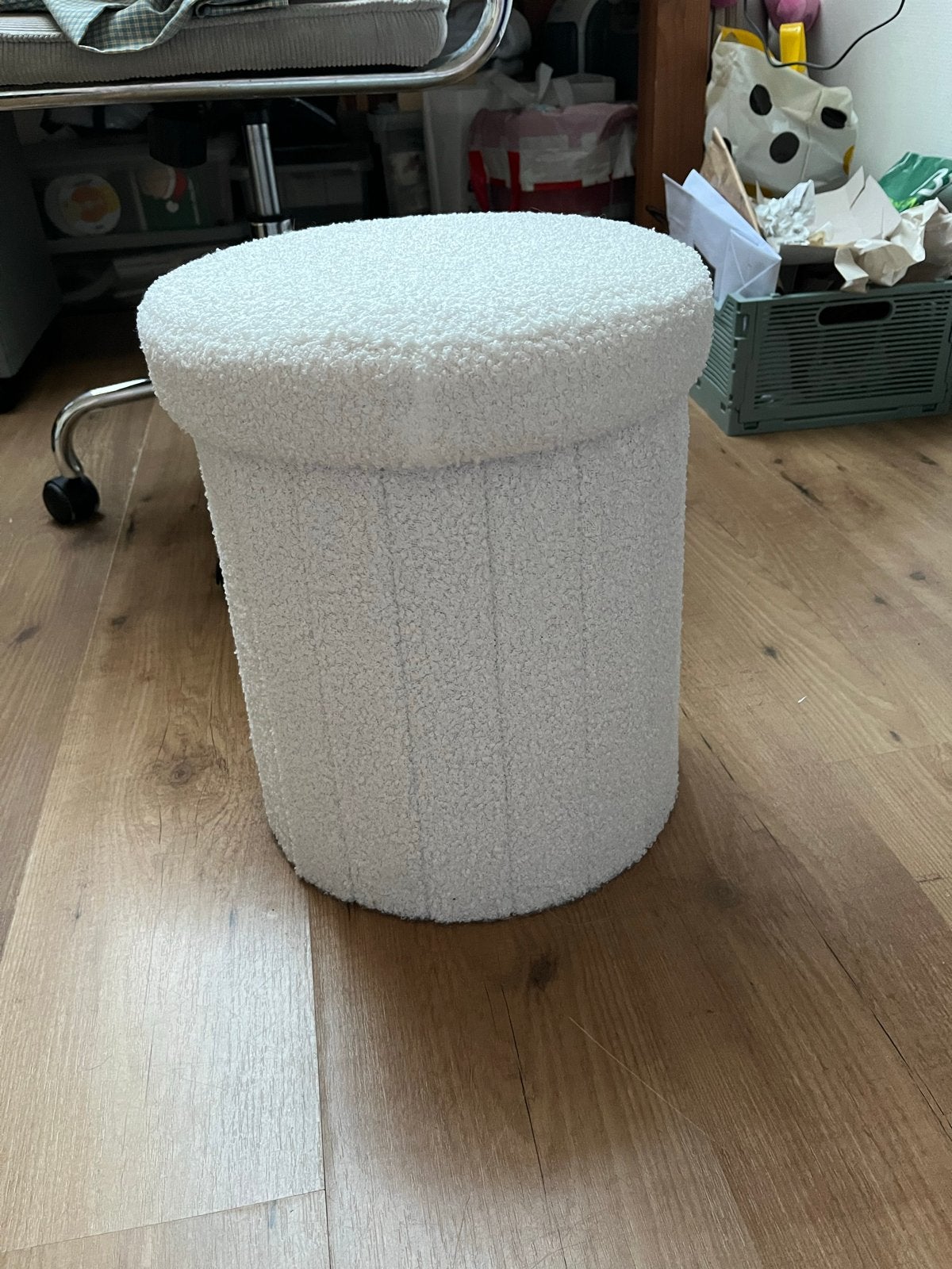 Witte Opbergpoef Xenos - Handig en Stijlvol, Minder dan 50 cm, Rond, Minder dan 50 cm, Ophalen of Verzenden