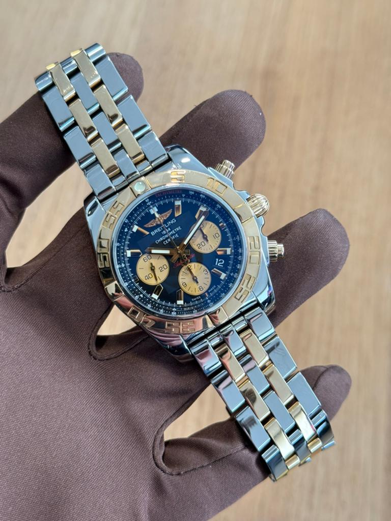 Breitling Chronomat 44 B01 (CB0110) 2015 Compleet, Sieraden, Tassen en Uiterlijk, Horloges | Heren, Staal, Gebruikt, ., Breitling