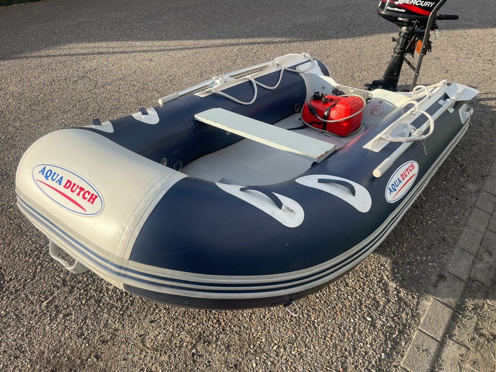 Aqua Dutch rubberboot met Mercury 15PK buitenboordmotor, Watersport en Boten, Ophalen, Gebruikt