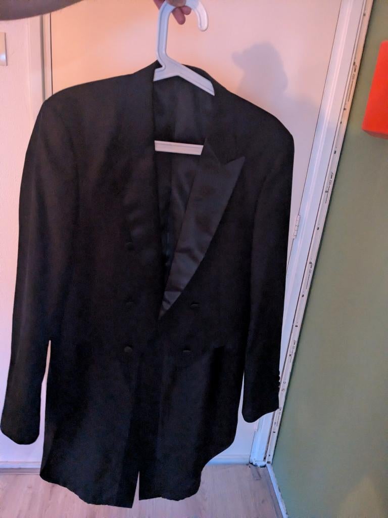 Jas rokkostuum - maat 50, Kleding | Heren, Kostuums en Colberts, Ophalen, Gedragen, Maat 48/50 (M), Zwart