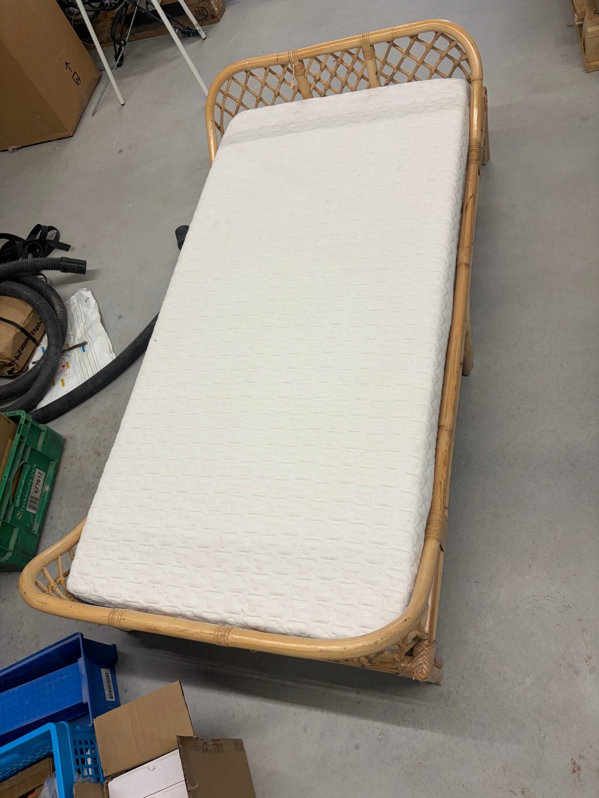 Rotan kinderbed met matras - Vintage stijl, Ophalen, Overige materialen, Gebruikt, 90 cm