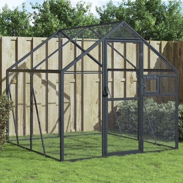 Volière 1,79x2x1,85 m aluminium antracietkleurig, Dieren en Toebehoren, Ophalen, Nieuw, Aluminium, Volière
