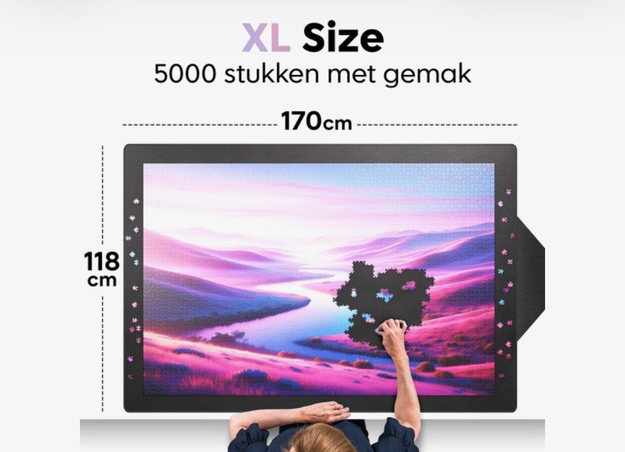 Puzzelmat 5000 stukjes + 12 sorteerbakjes van puzzel up, Ophalen of Verzenden, Meer dan 1500 stukjes, Zo goed als nieuw