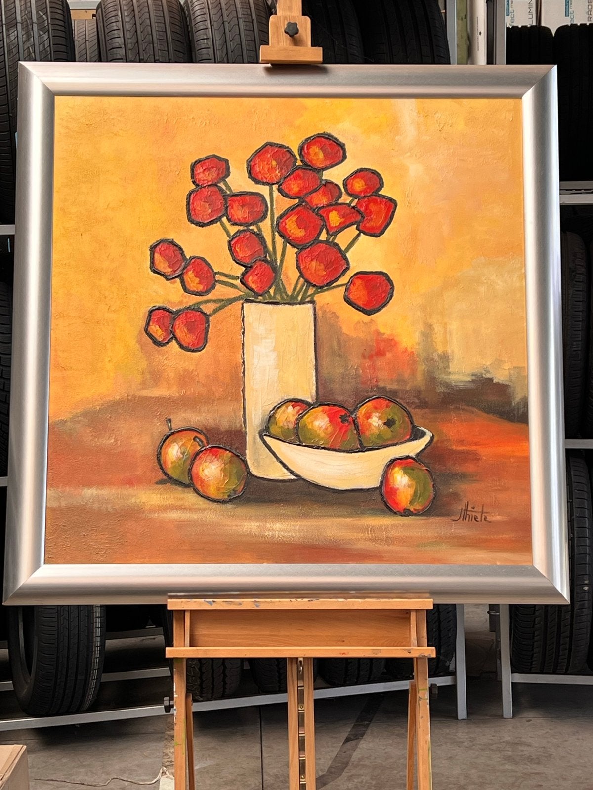 Schilderij 'Stilleven met Bloemen en Fruit' door J.F.M. Thie, Ophalen