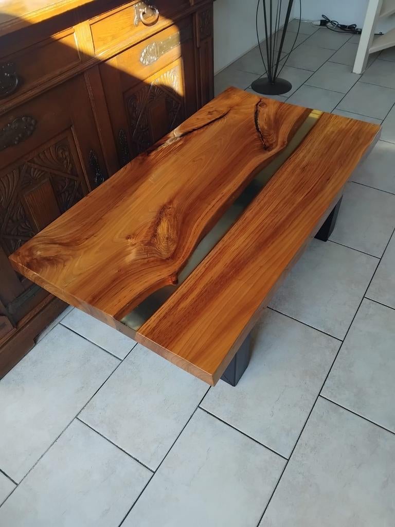 Unieke salon tafel met U-poten - 134x73x5.5 cm, Huis en Inrichting, Tafels | Salontafels, Ophalen, 100 tot 150 cm, 50 tot 100 cm
